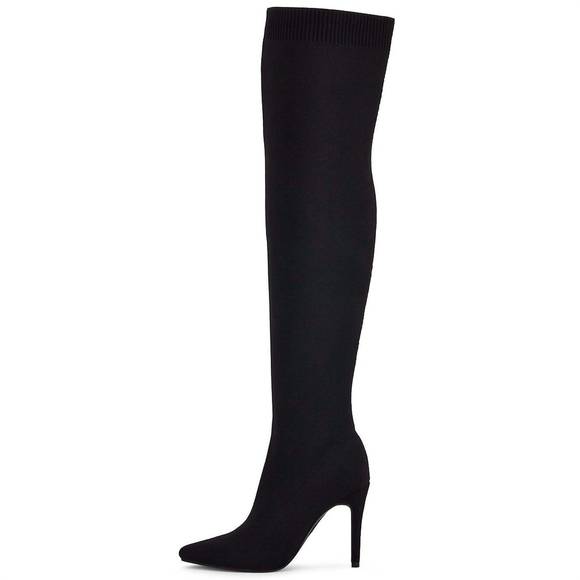 NEW ANDREA women's over the knee sock boots in black - Picture 2 of 4